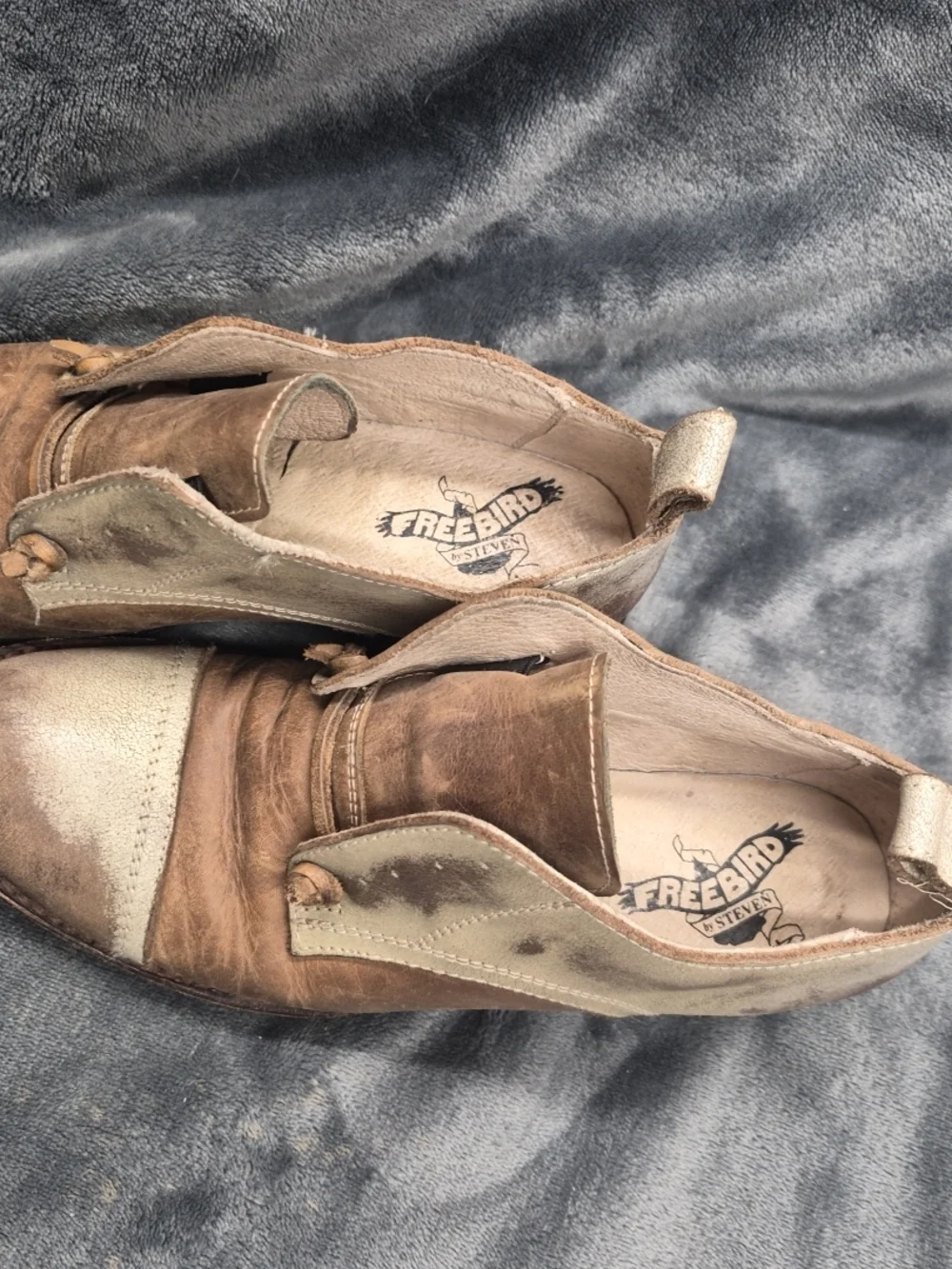 Freebird Mabel Women’s US 7 Shoes Brown Tan Leather Cap Toe Slip On Oxfords - Picture 10 of 15